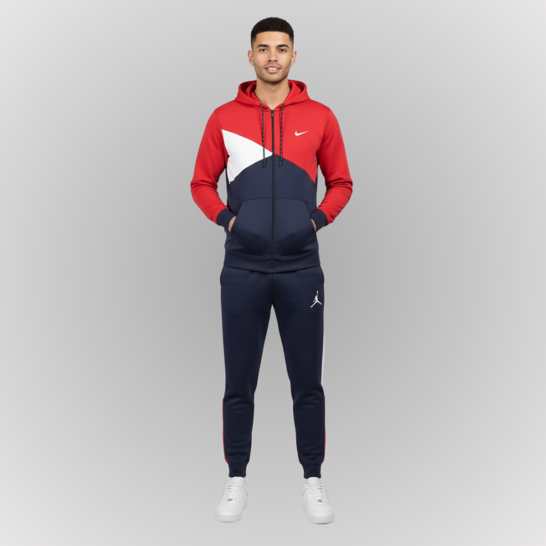Blue, Red & White Color Hoodie & Trouser - Premium Winter Tracksuit